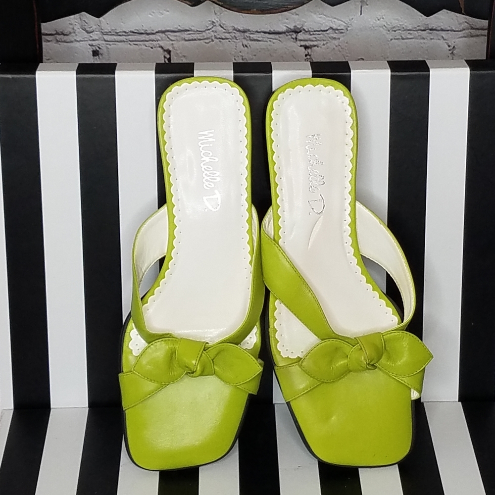 Michelle D square toe slides Y2K Summer Beach Vintage Leather